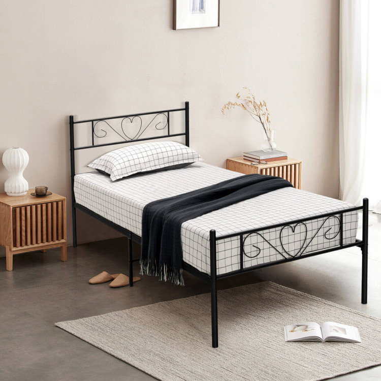 Twin XL Metal Bed Frame with Heart-shaped HeadboardCostway Gallery View 6 of 10
